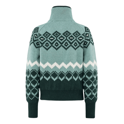 KARI TRAA WOMEN'S AGNES KNIT HALF ZIP PULLOVER - SAGE_BACK ANGLE