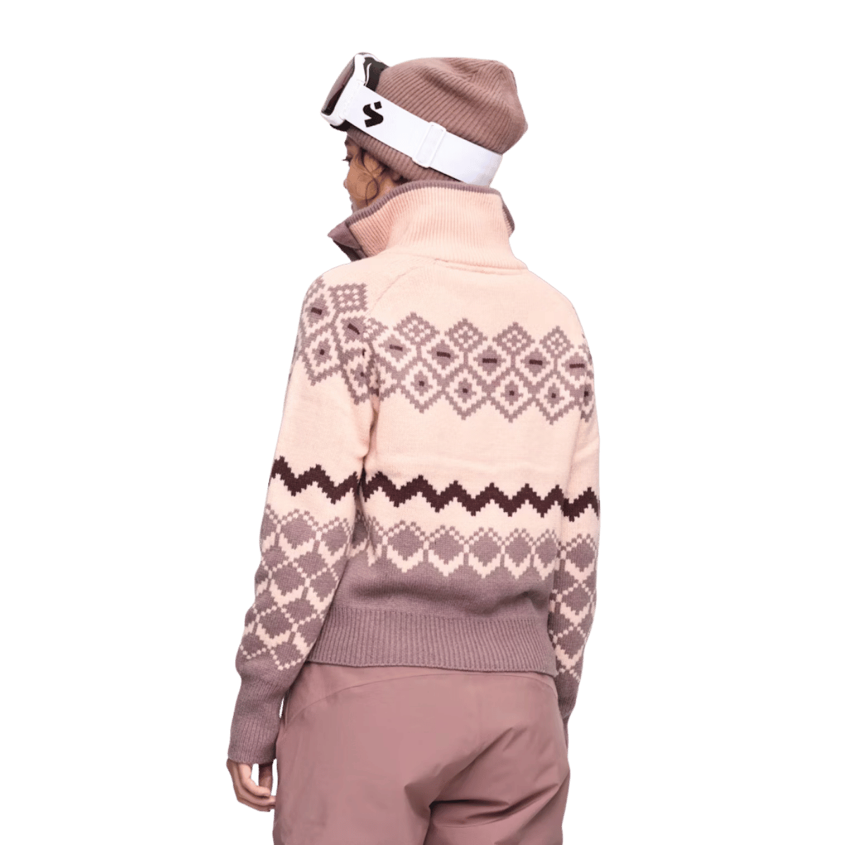 KARI TRAA AGNES KNIT HALF ZIP PULLOVER - TAUPE_BACK ANGLE MODEL