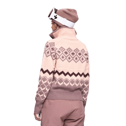 KARI TRAA AGNES KNIT HALF ZIP PULLOVER - TAUPE_BACK ANGLE MODEL