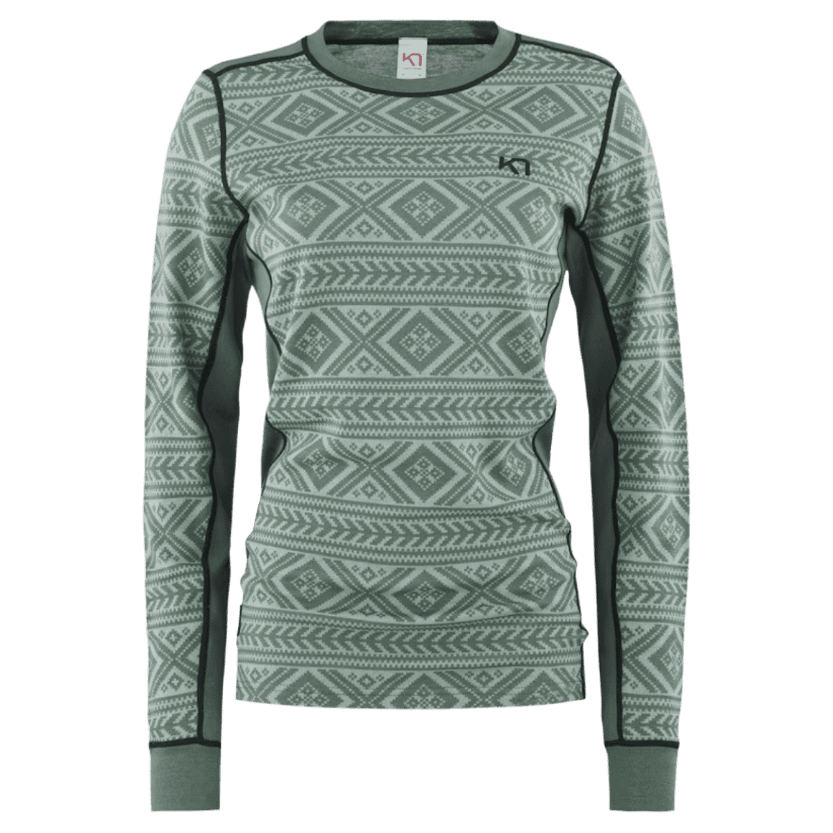 KARI TRAA WOMEN'S FLOKE WOOL LONG SLEEVE - MURK GREEN_FRONT ANGLE