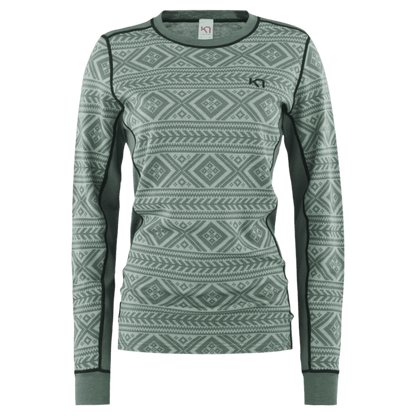 KARI TRAA WOMEN'S FLOKE WOOL LONG SLEEVE - MURK GREEN_FRONT ANGLE