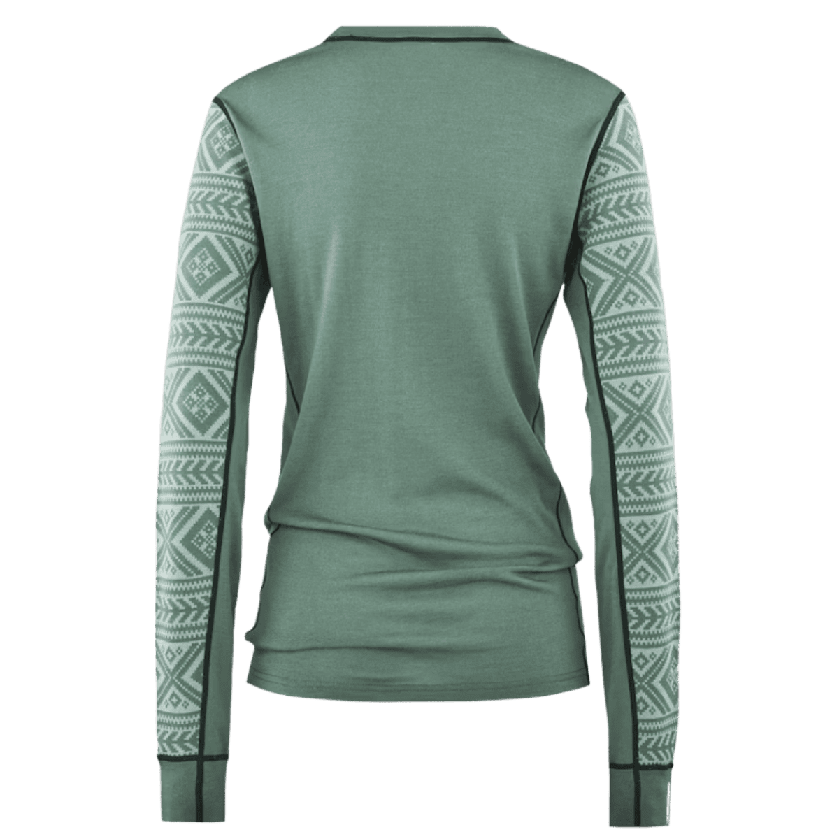 KARI TRAA WOMEN'S FLOKE WOOL LONG SLEEVE - MURK GREEN_BACK ANGLE