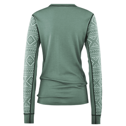 KARI TRAA WOMEN'S FLOKE WOOL LONG SLEEVE - MURK GREEN_BACK ANGLE