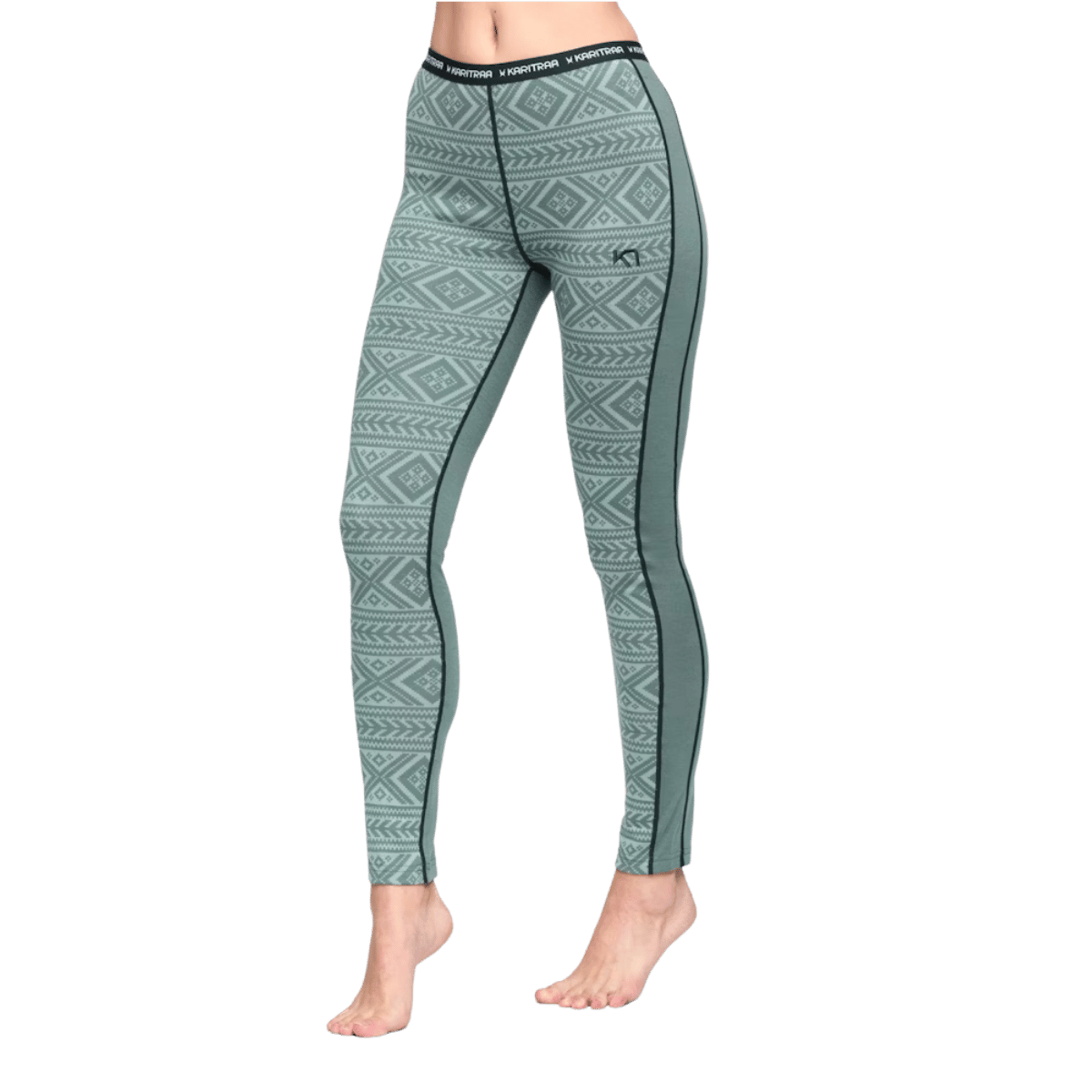 KARI TRAA FLOKE WOOL PANTS WOMENS - MURK GREEN_FRONT ANGLE MODEL