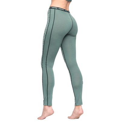 KARI TRAA FLOKE WOOL PANTS WOMENS - MURK GREEN_BACK ANGLE MODEL