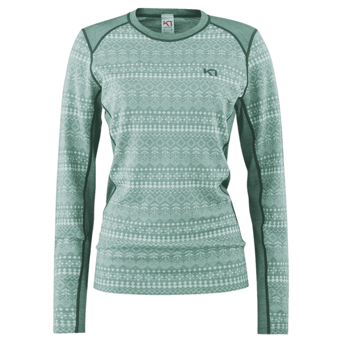 KARI TRAA WOMEN'S MAUD LONG SLEEVE BASE LAYER TOP - SAGE_FRONT ANGLE