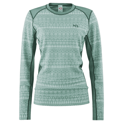 KARI TRAA WOMEN'S MAUD LONG SLEEVE BASE LAYER TOP - SAGE_FRONT ANGLE