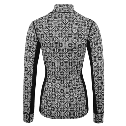 KARI TRAA WOMEN'S ROSE WOOL HALF ZIP LAYERTOP - BLACK_BACK ANGLE