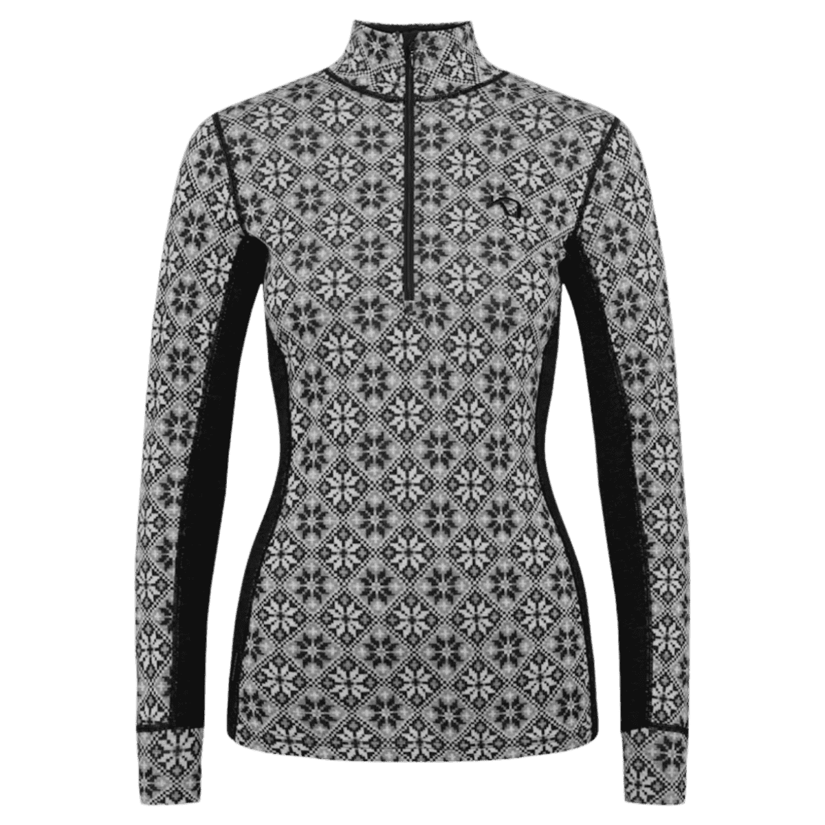 KARI TRAA WOMEN'S ROSE WOOL HALF ZIP LAYERTOP - BLACK_FRONT ANGLE