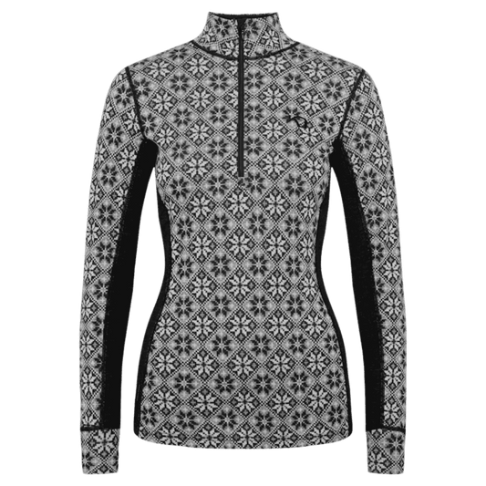 KARI TRAA WOMEN'S ROSE WOOL HALF ZIP LAYERTOP - BLACK_FRONT ANGLE