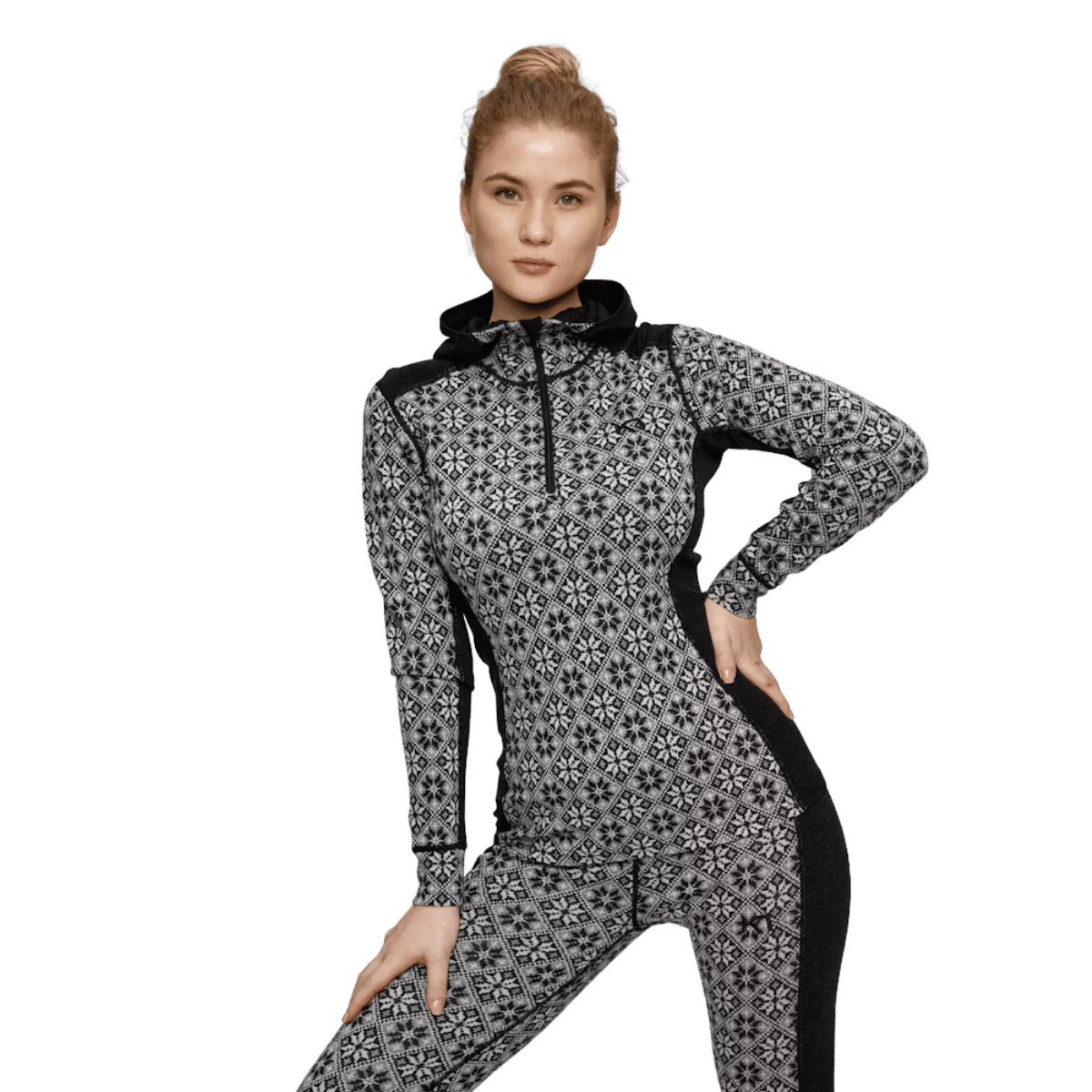 KARI TRAA ROSE WOOL HOODIE WOMENS - BLACK_FRONT ANGLE MODEL
