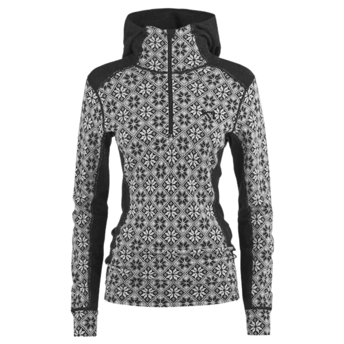 KARI TRAA WOMEN'S ROSE MERINO WOOL BASELAYER HOODIE - BLACK_FRONT ANGLE
