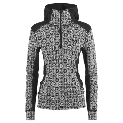 KARI TRAA WOMEN'S ROSE MERINO WOOL BASELAYER HOODIE - BLACK_FRONT ANGLE