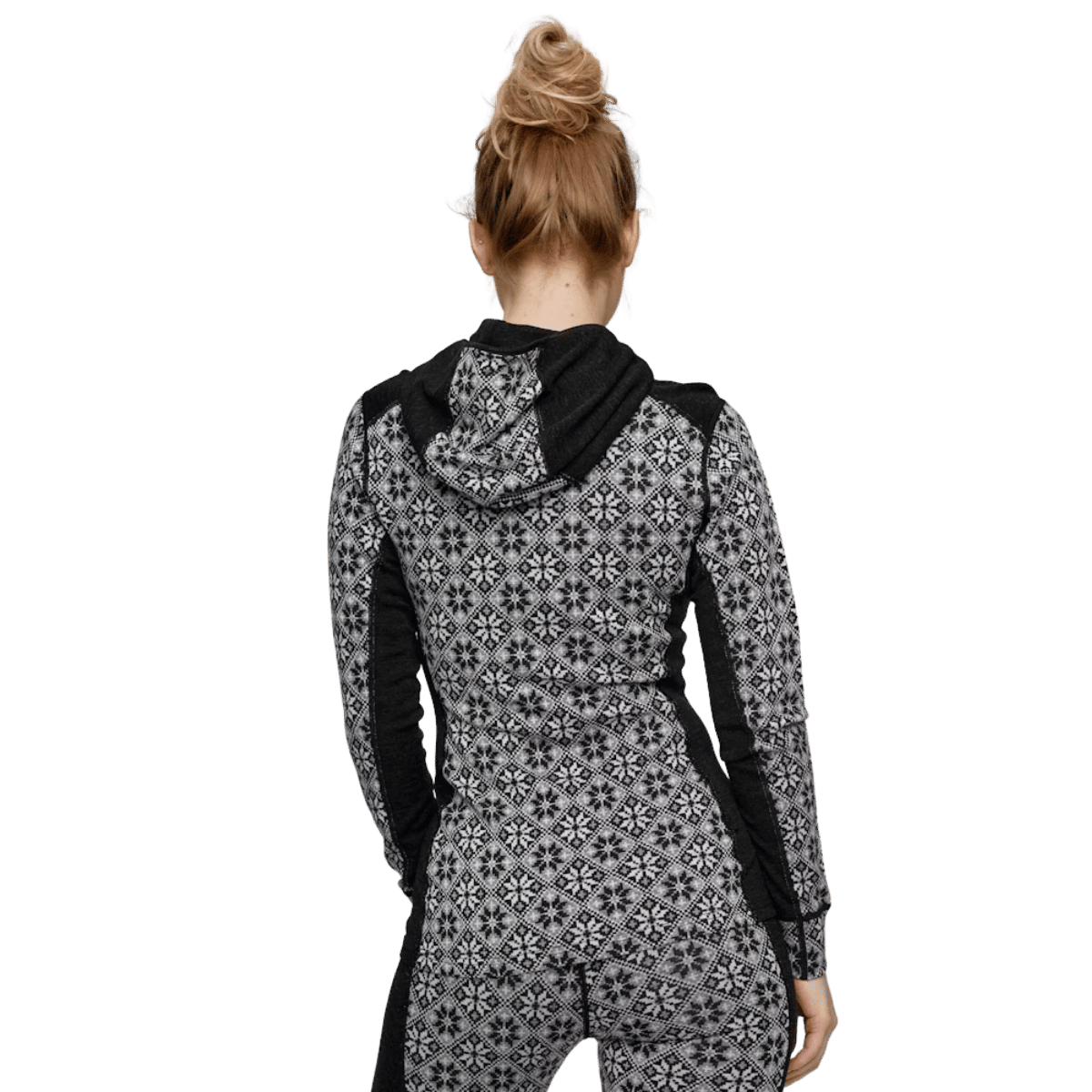 KARI TRAA ROSE WOOL HOODIE WOMENS - BLACK_BACK ANGLE MODEL