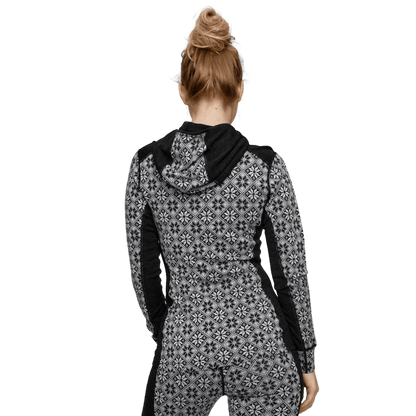 KARI TRAA ROSE WOOL HOODIE WOMENS - BLACK_BACK ANGLE MODEL