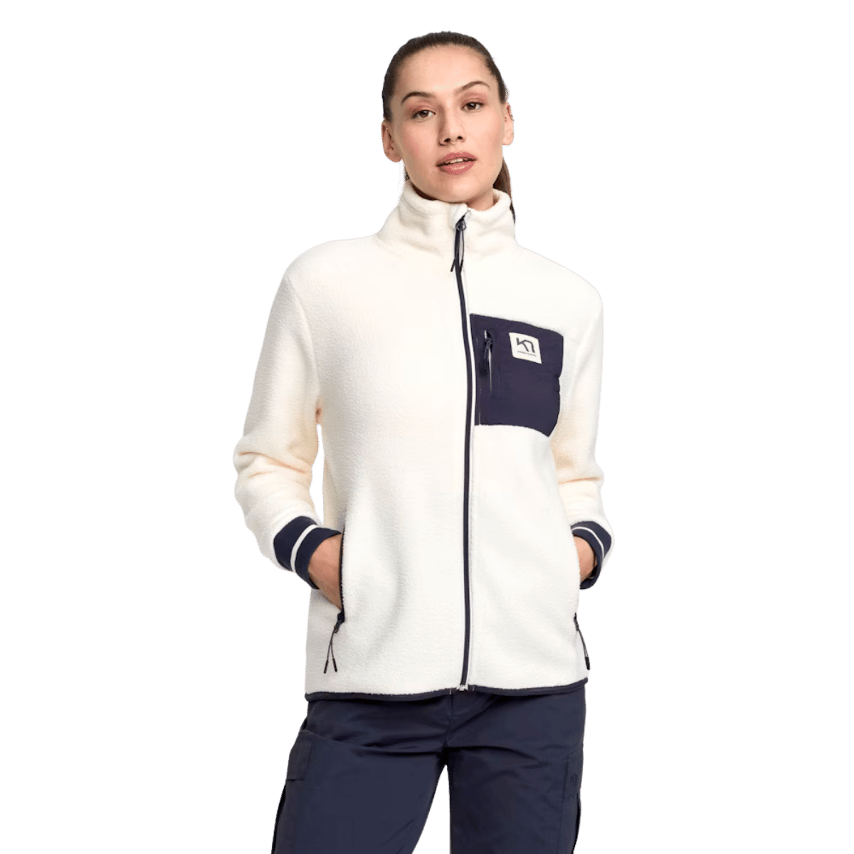 KARI TRAA ROTHE MIDLAYER FLEECE JACKET WOMENS - NATURAL WHITE_FRONT ANGLE MODEL