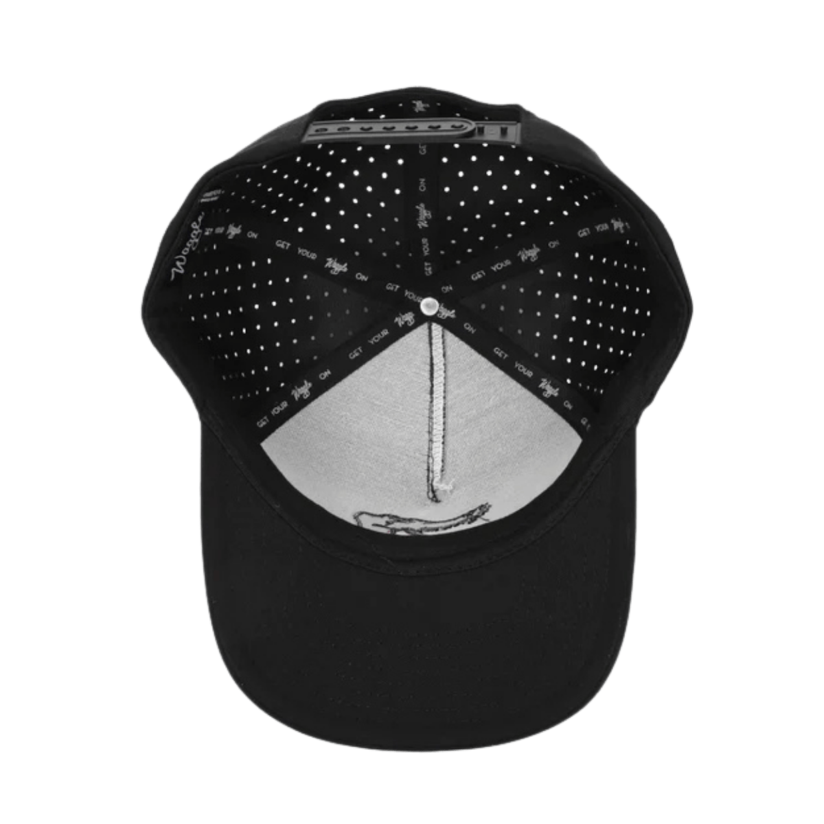 WAGGLE GOLF CHUBBS HAT - BLACK - BOTTOM VIEW