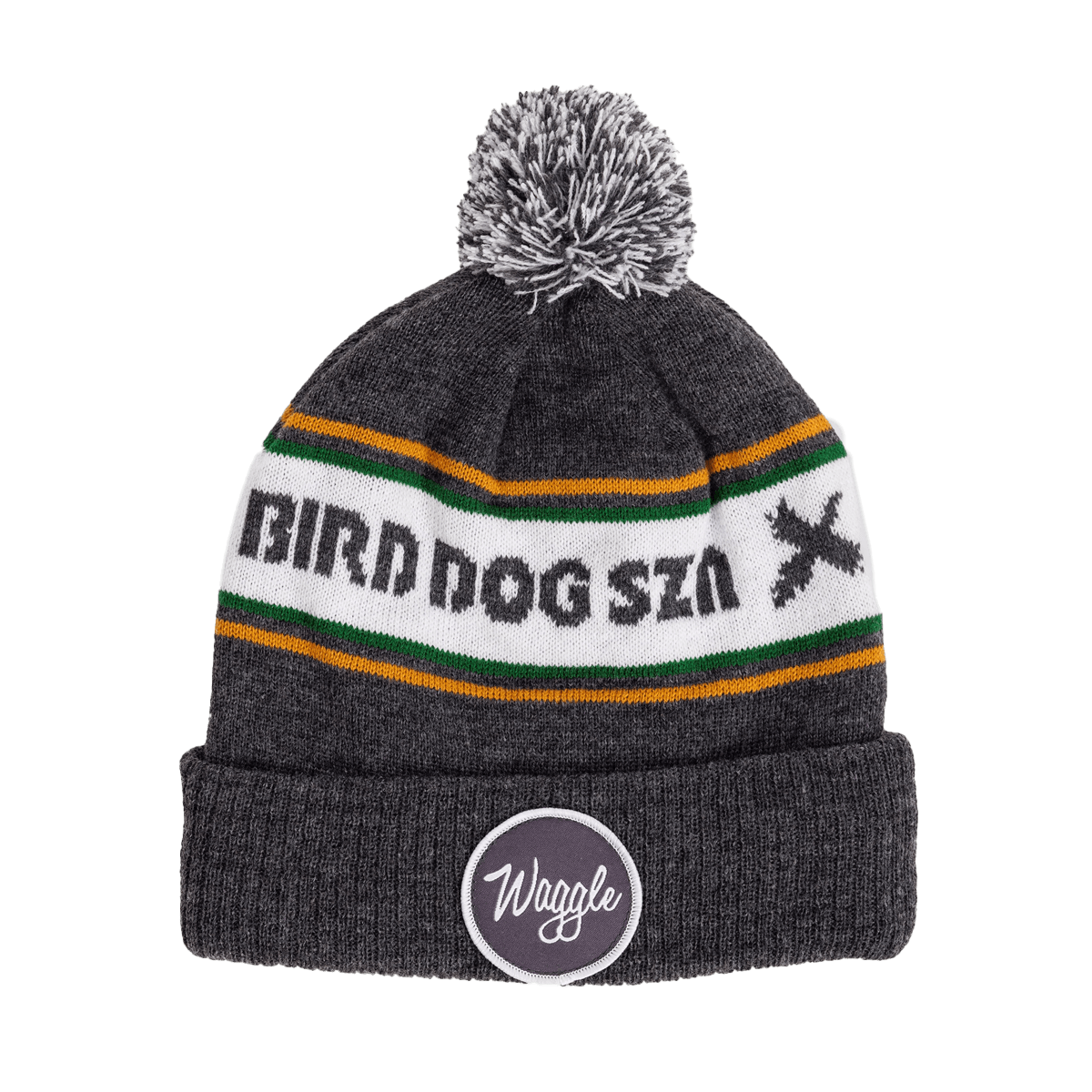 WAGGLE GOLF BIRD DOG SNZ POM BEANIE FRONT VIEW