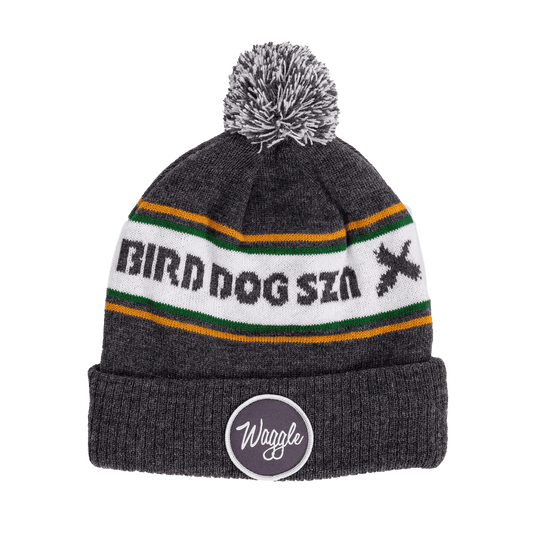 WAGGLE GOLF BIRD DOG SNZ POM BEANIE FRONT VIEW