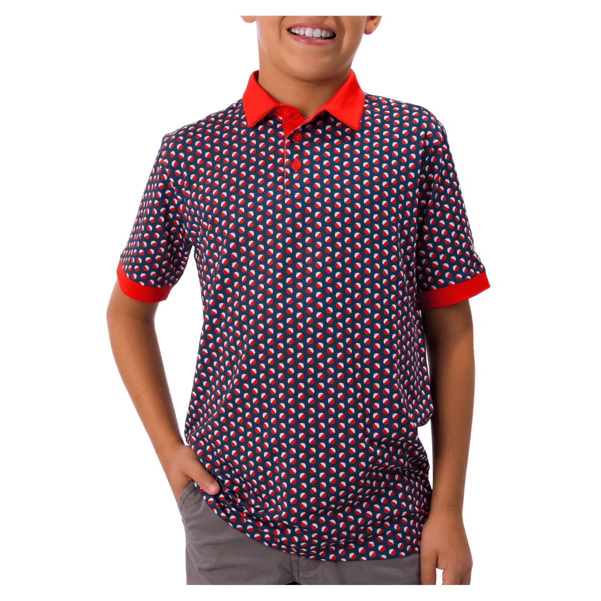 WAGGLE GOLF BOBBY CLASSIC POLO BLUE FRONT VIEW