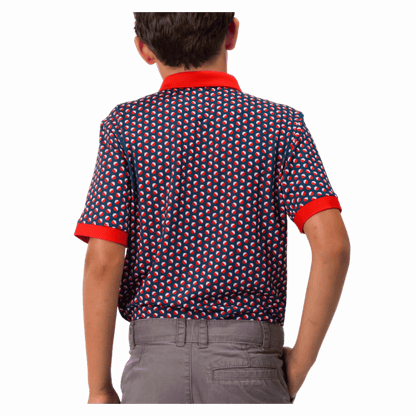 WAGGLE GOLF BOBBY CLASSIC POLO BLUE BACK VIEW