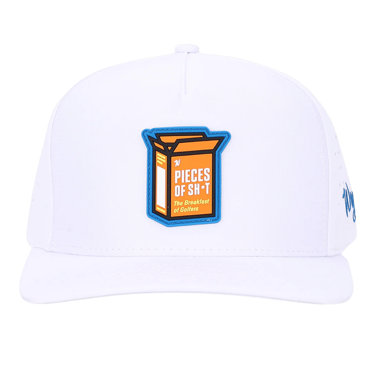 WAGGLE GOLF BREAKFAST OF GOLFERS HAT WHITE FRONT VIEW