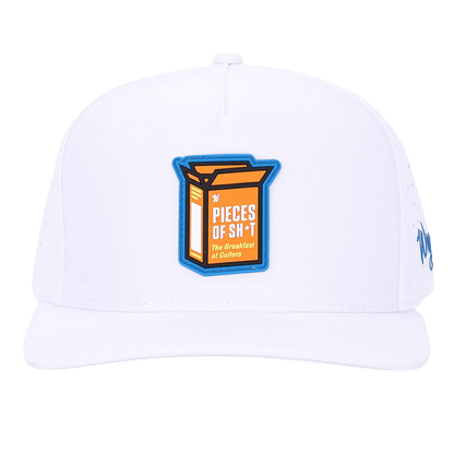 WAGGLE GOLF BREAKFAST OF GOLFERS HAT WHITE FRONT VIEW