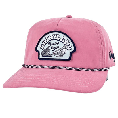 WAGGLE GOLF DAIRYLAND DRIVING RANGE ROPE HAT PINK FRONT SIDE VIEW