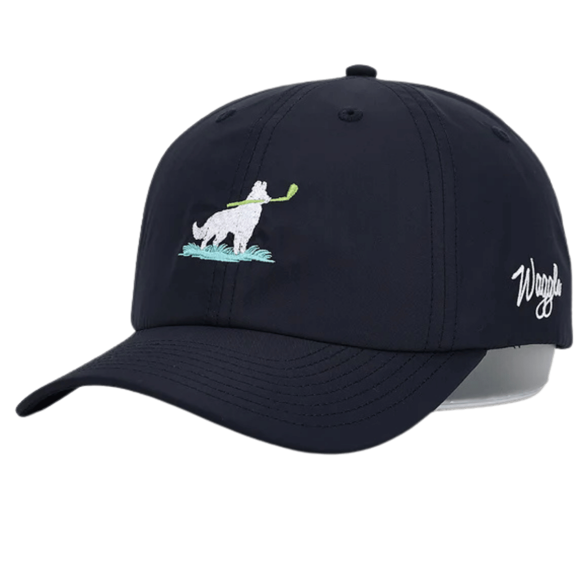 WAGGLE GOLF DOG TRACK FLIGHT HAT NAVY FRONT SIDE VIEW