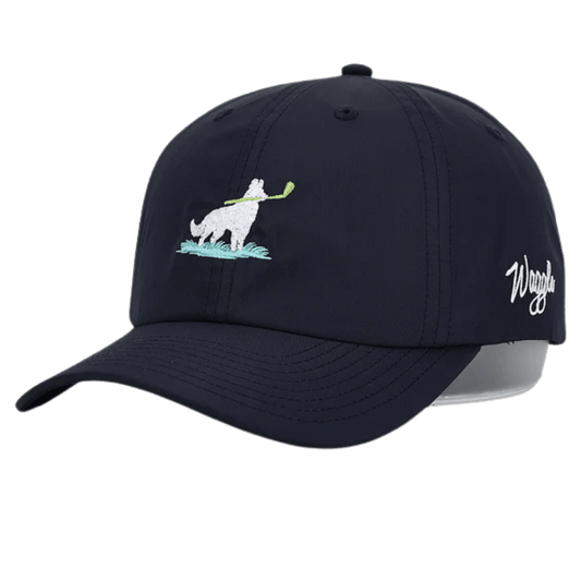 WAGGLE GOLF DOG TRACK FLIGHT HAT NAVY FRONT SIDE VIEW