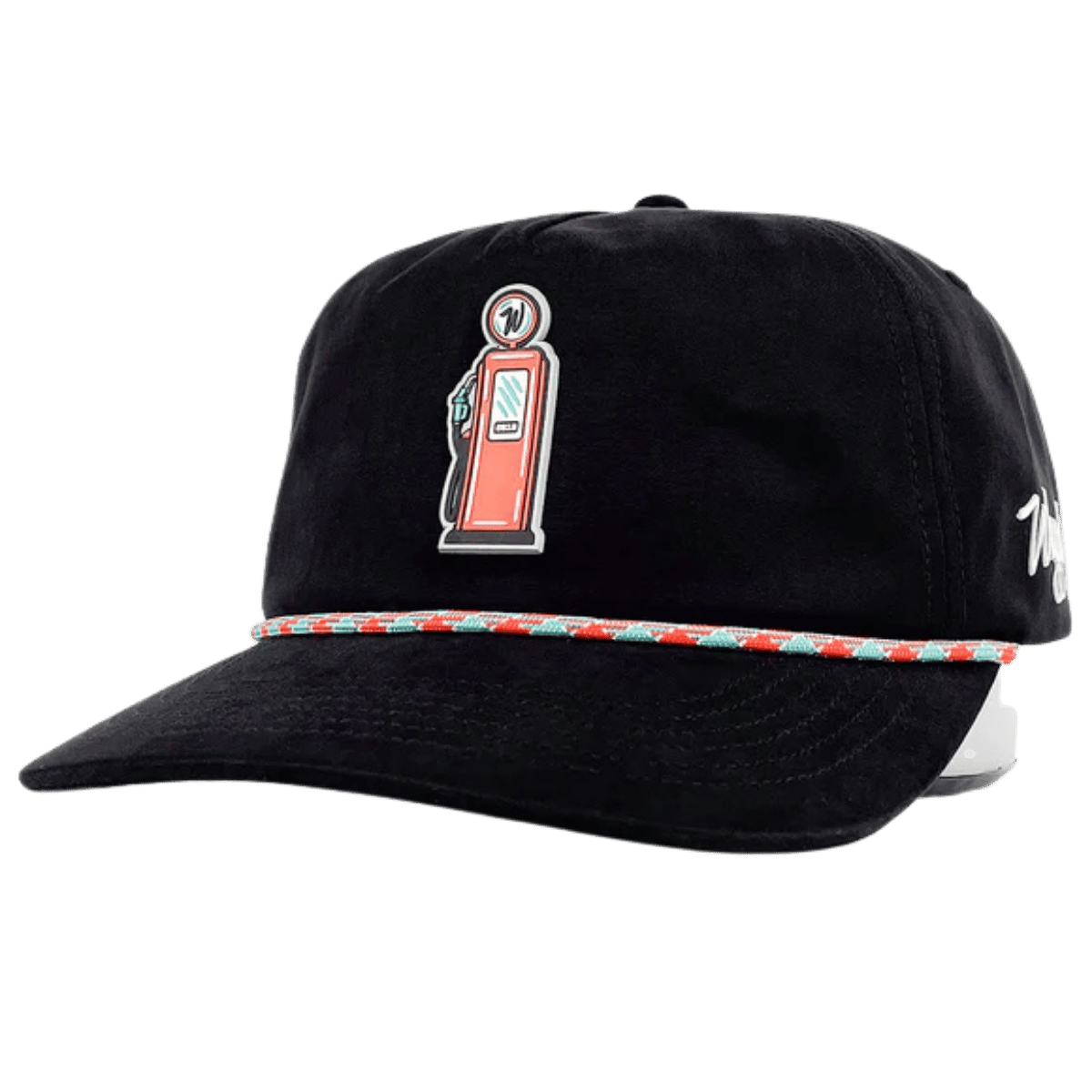 WAGGLE GOLF FORE FUEL ROPE HAT BLACK FRONT SIDE VIEW