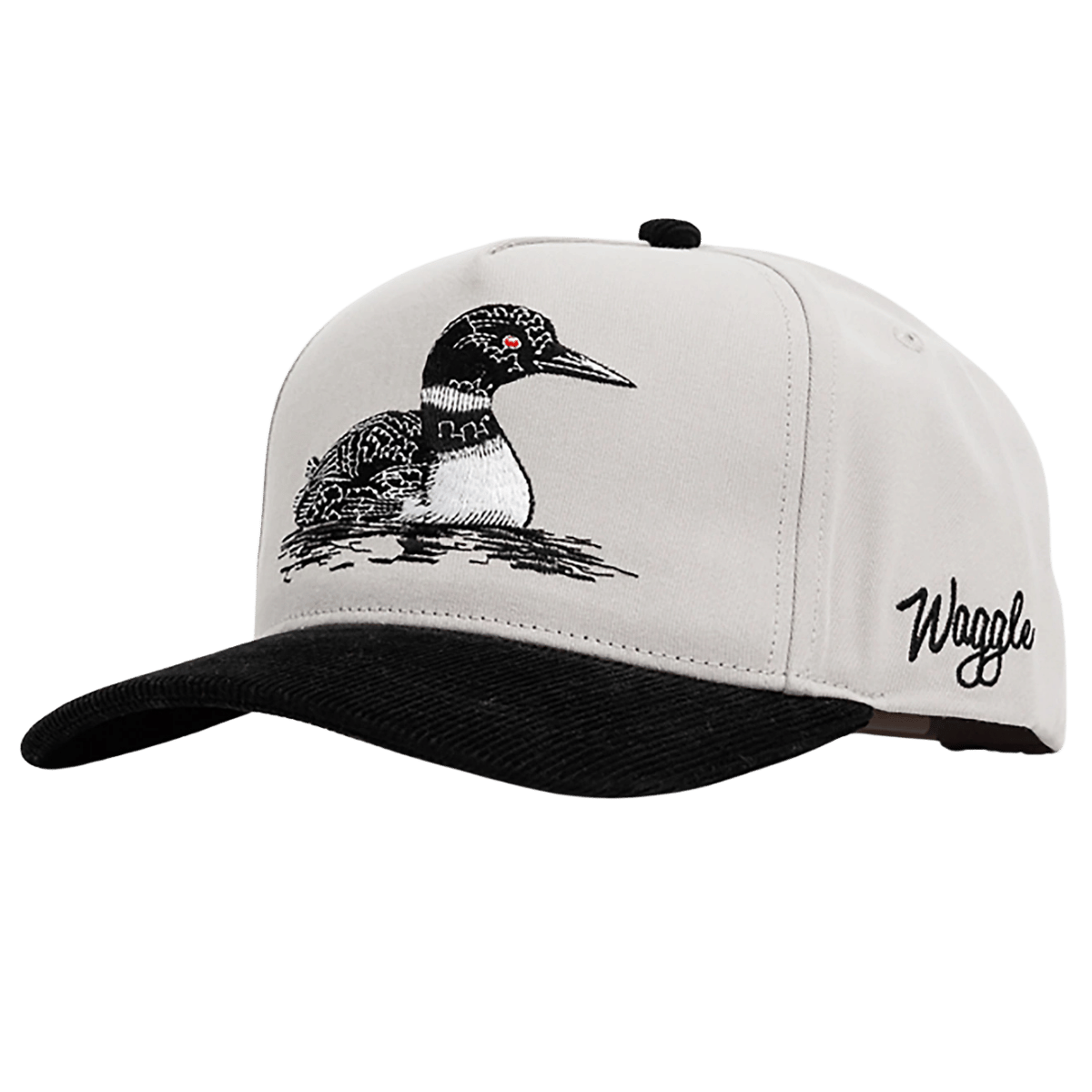 WAGGLE GOLF RED EYE CORDUROY BRIM HAT GREY FRONT SIDE VIEW