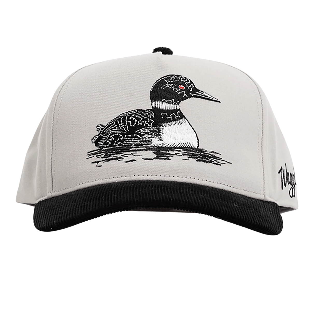 WAGGLE GOLF RED EYE CORDUROY BRIM HAT GREY FRONT VIEW