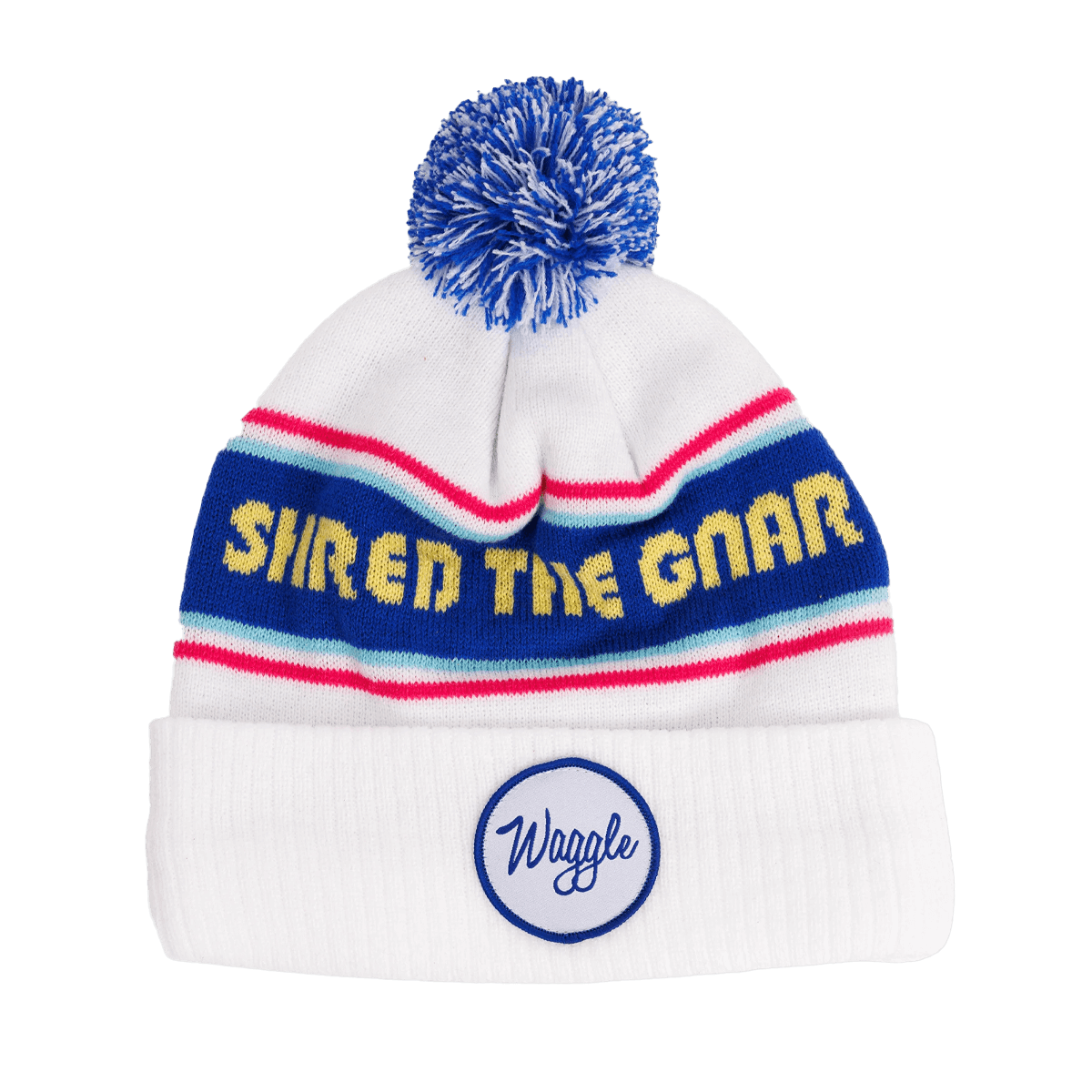 WAGGLE SHRED THE GNAR POM BEANIE FRONT VIEW