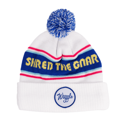 WAGGLE SHRED THE GNAR POM BEANIE FRONT VIEW