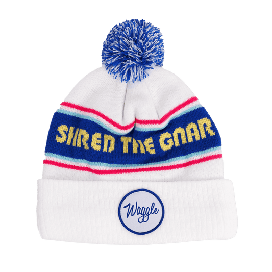WAGGLE SHRED THE GNAR POM BEANIE FRONT VIEW