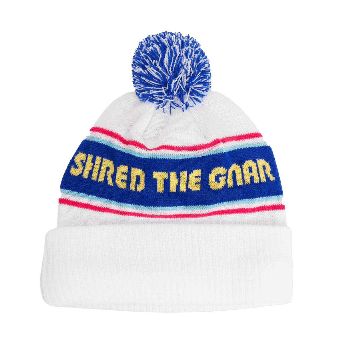 WAGGLE SHRED THE GNAR POM BEANIE BACK VIEW