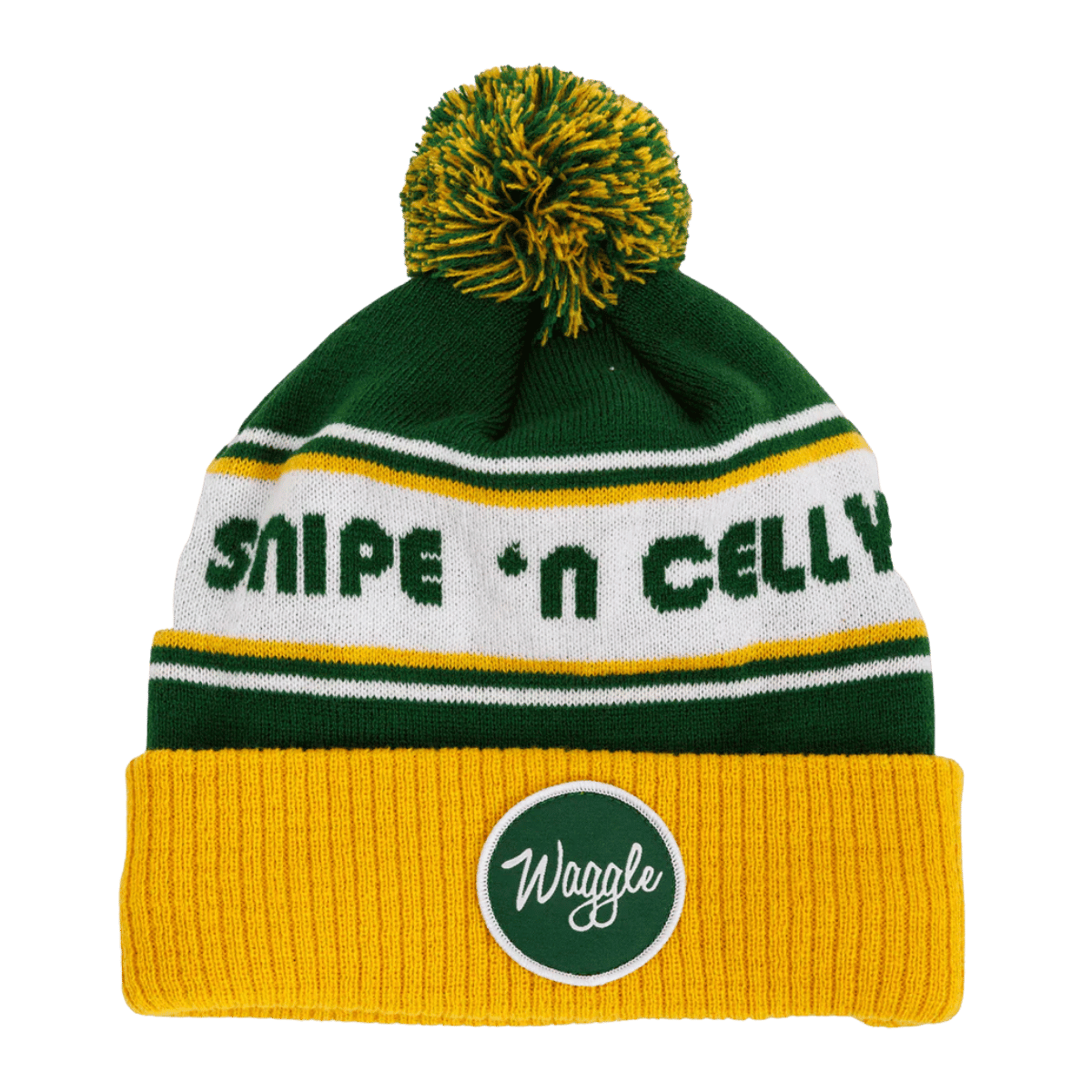 WAGGLE GOLF SNIPE 'N CELLY POM BEANIE GREEN 