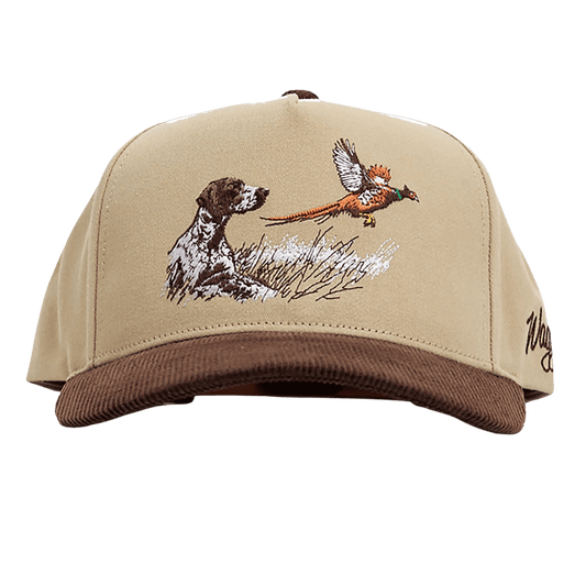 WAGGLE GOLF UPLAND CORDUROY BRIM HAT TAN FRONT VIEW