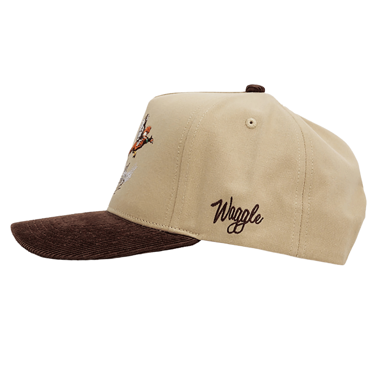WAGGLE GOLF UPLAND CORDUROY BRIM HAT TAN SIDE VIEW