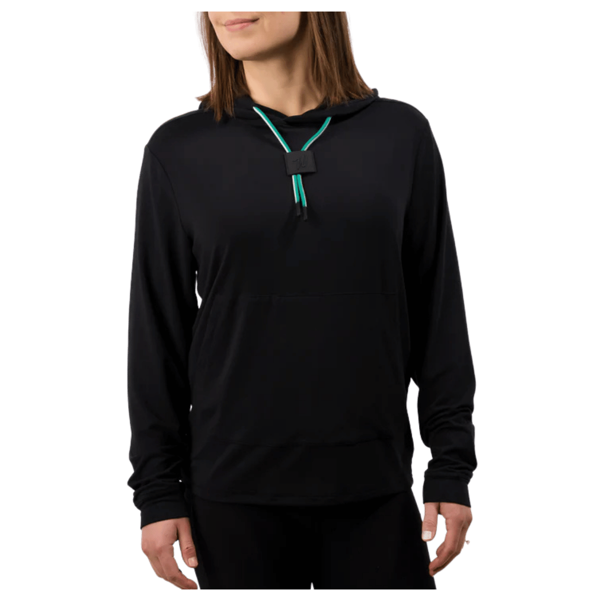 WAGGLE GOLF LINKSLUXE HOODIE BLACK WOMEN'S FRONT VIEW