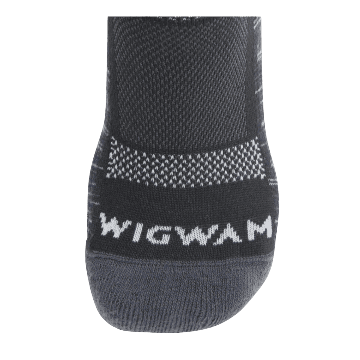 WIGWAM UNISEX ULTRA COOL ULTRA-LIGHTWEIGHT CREW SOCK - ONYX - TIP VIEW