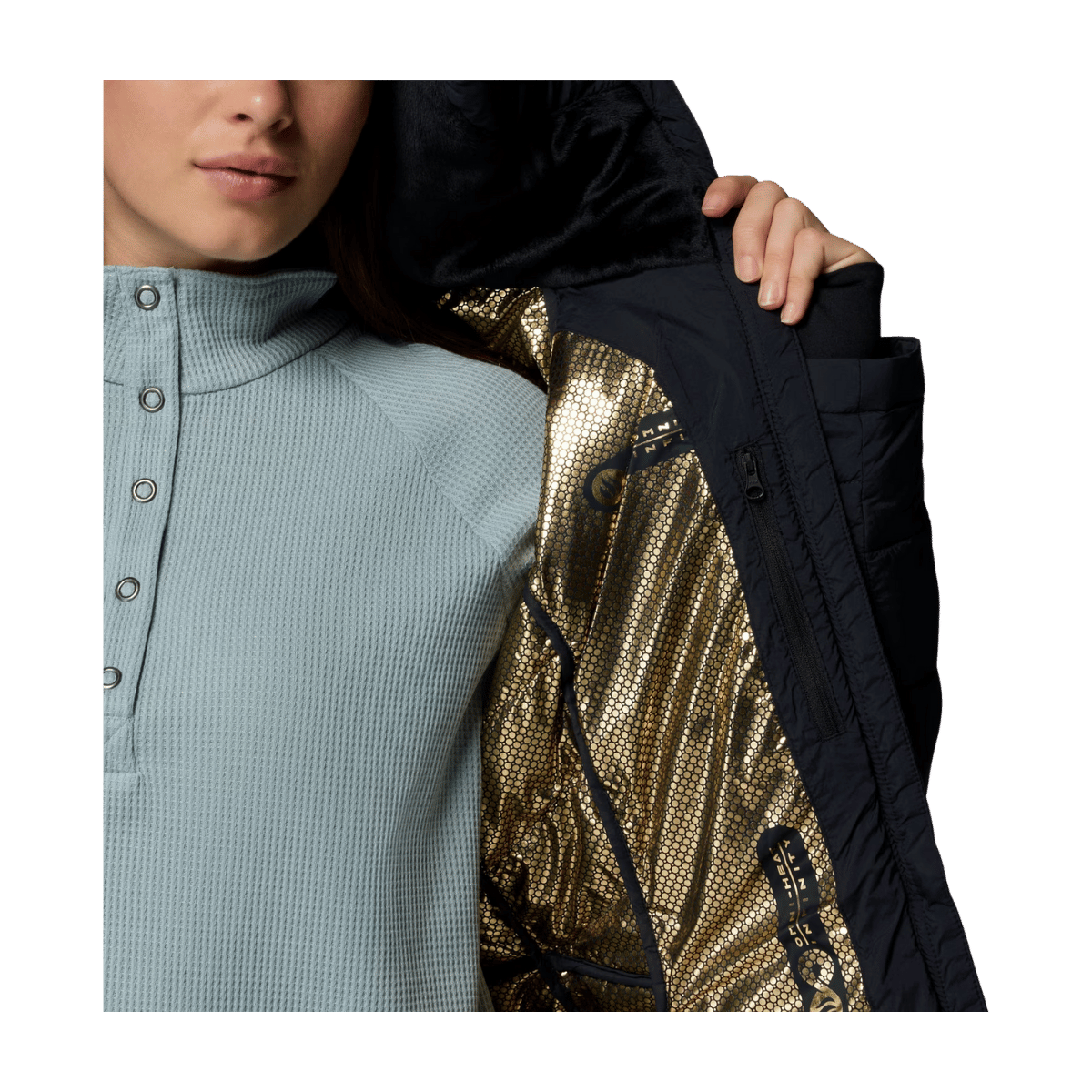 COLUMBIA WOMEN'S JOY PEAK II MID HOODED JACKET - BLACK - INSIDE