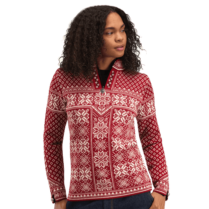 DALE OF NORWAY WOMEN'S PEACE SWEATER - RED front view