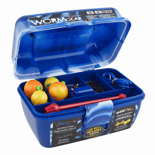 WORM GEAR LOADED TACKLE BOX 88PC BLUE