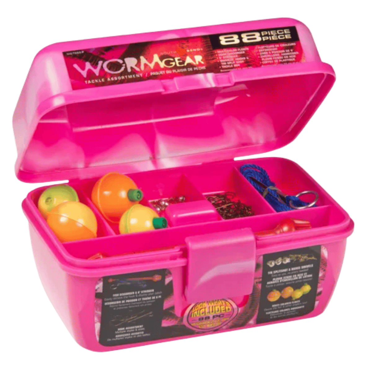WORM GEAR LOADED TACKLE BOX 88PC PINK