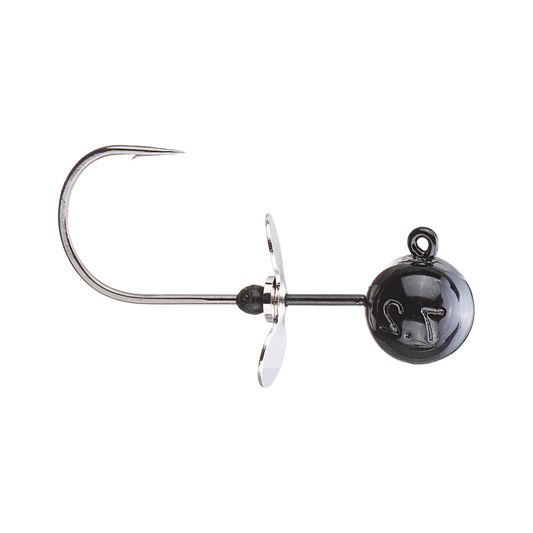 X ZONE LURES TUNGSTEN PROPELLER JIG HEAD  BLACK