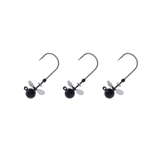 X ZONE LURES TUNGSTEN PROPELLER JIG HEAD BLACK