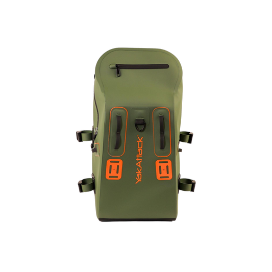 YAK ATTACK 28L BLACKWATER DRYPAK GREEN ORANGE
