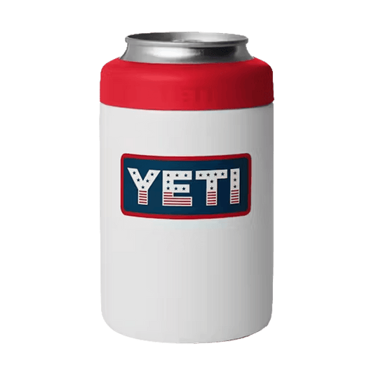 YETI RAMBLER 12OZ COLSTER CAN COOLER  WHITE RESCUE RED BADGE